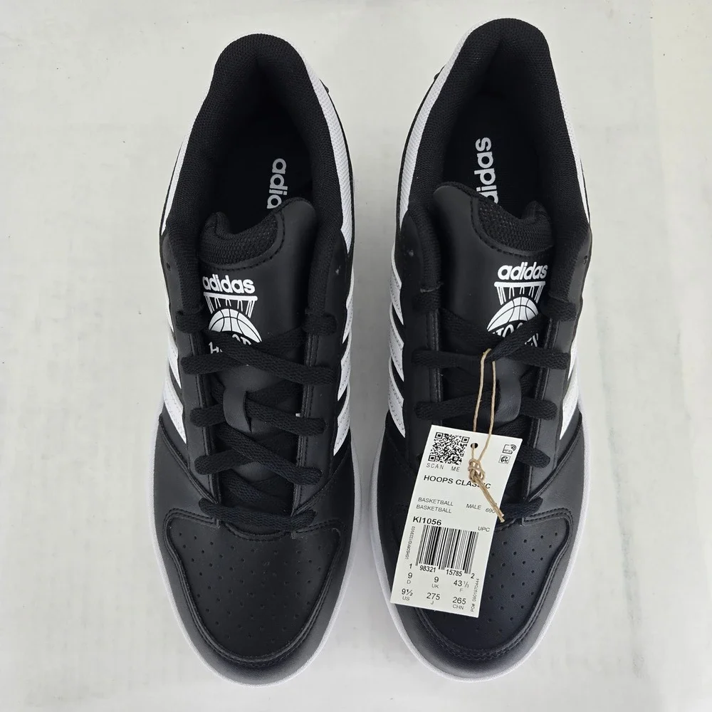 Adidas Hoops Classic Mens 9.5 Sneakers Black White KI1056 Low Top Shoes